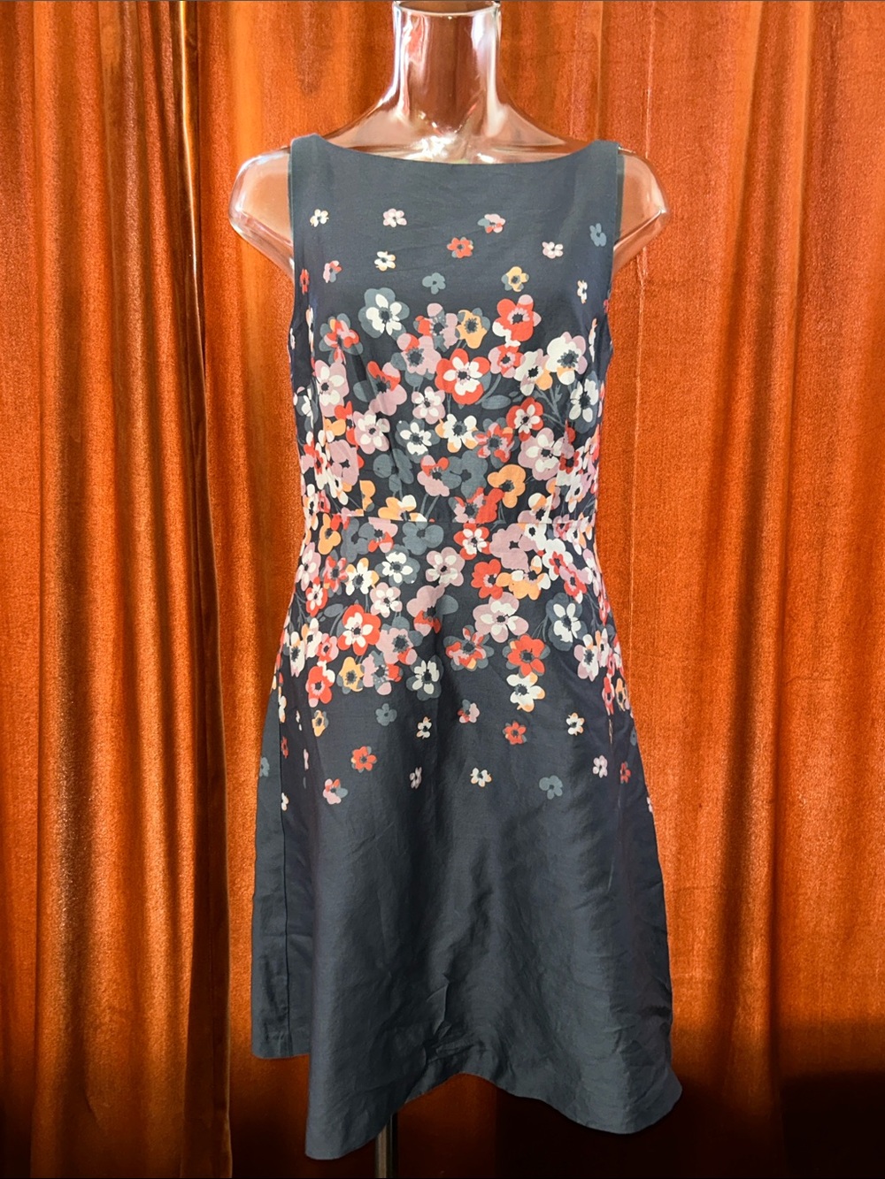 LOFT Blue Floral A-Line Dress